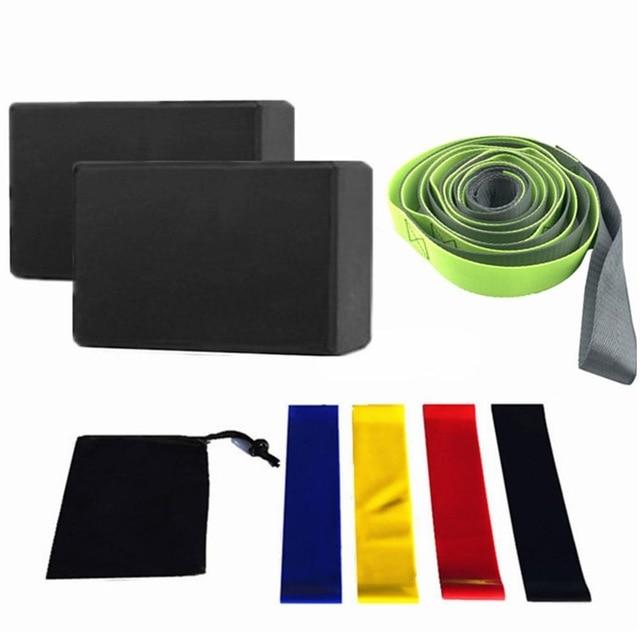 Fitness Kit Pilates Yoga Training Belt Resistance Bands Eva Blocks Gym Equipment