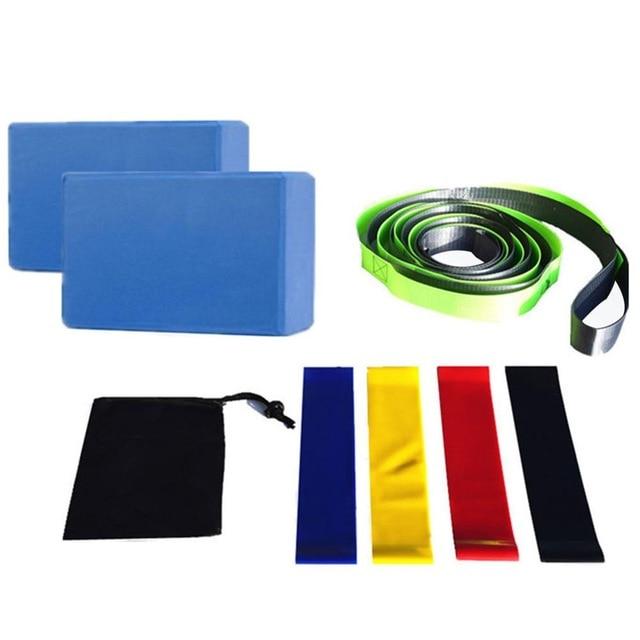 Fitness Kit Pilates Yoga Training Belt Resistance Bands Eva Blocks Gym Equipment