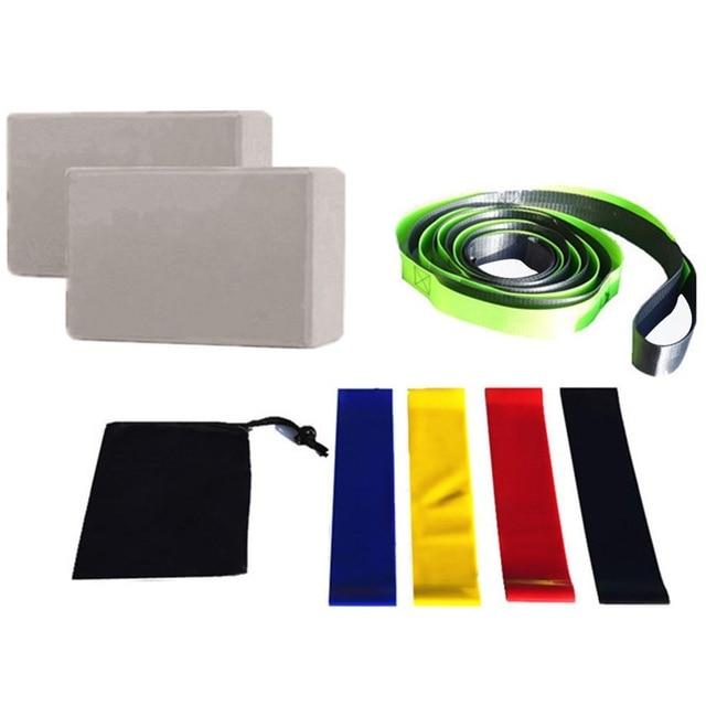 Fitness Kit Pilates Yoga Training Belt Resistance Bands Eva Blocks Gym Equipment