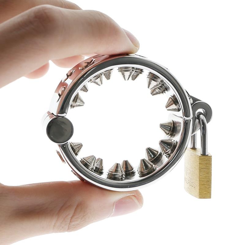 Sharp Spike Metal Cock Ring Male Chastity Bdsm Torture Devices