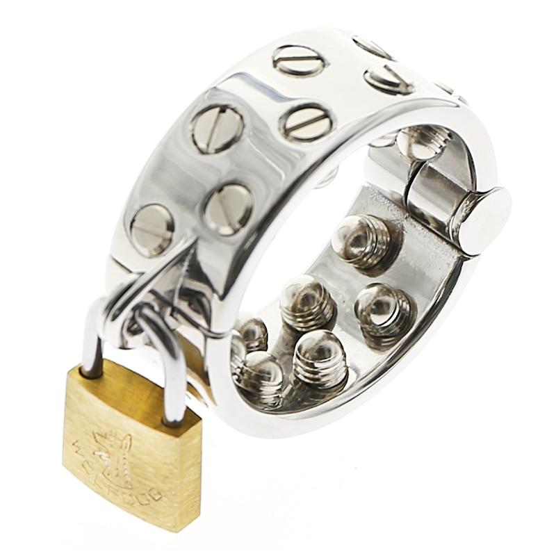 Round Spike Metal Cock Ring Scrotum Pendant Male Bdsm Chastity Device