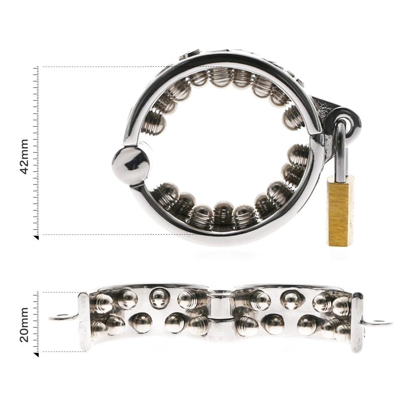 Round Spike Metal Cock Ring Scrotum Pendant Male Bdsm Chastity Device