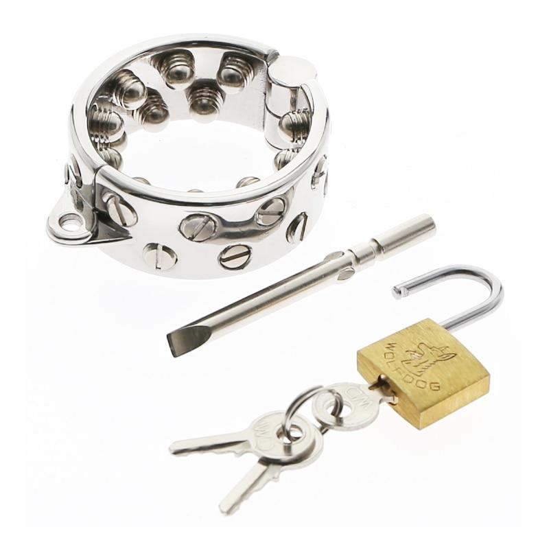 Round Spike Metal Cock Ring Scrotum Pendant Male Bdsm Chastity Device