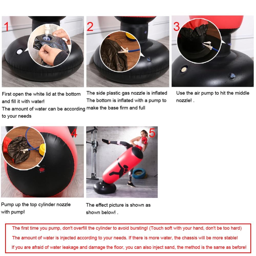 1.6M Black Inflatable Standing Boxing Bag Water Base Stress Punching Gym