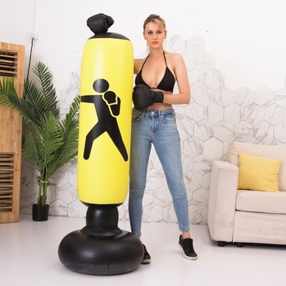 1.6M Yellow Inflatable Standing Boxing Bag Water Base Stress Punching Gym