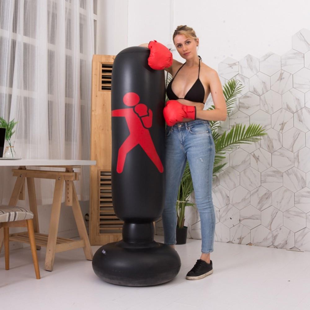 1.6M Black Inflatable Standing Boxing Bag Water Base Stress Punching Gym