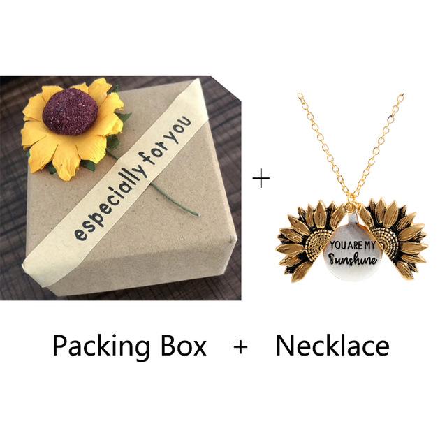 Vintage Sunflower Locket Pendant Necklace Boho Jewellery