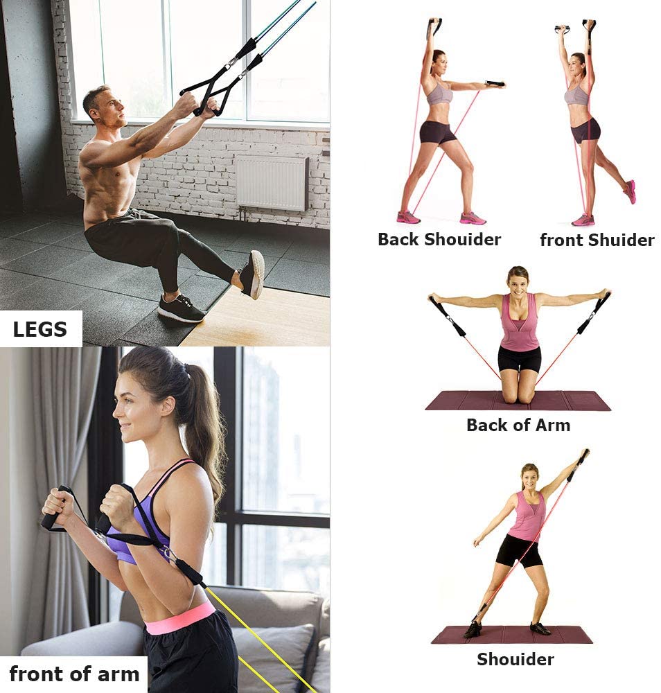 11Pcs Latex Resistance Bands Set Pull Rope Fitness Exercise Training Yoga Gym