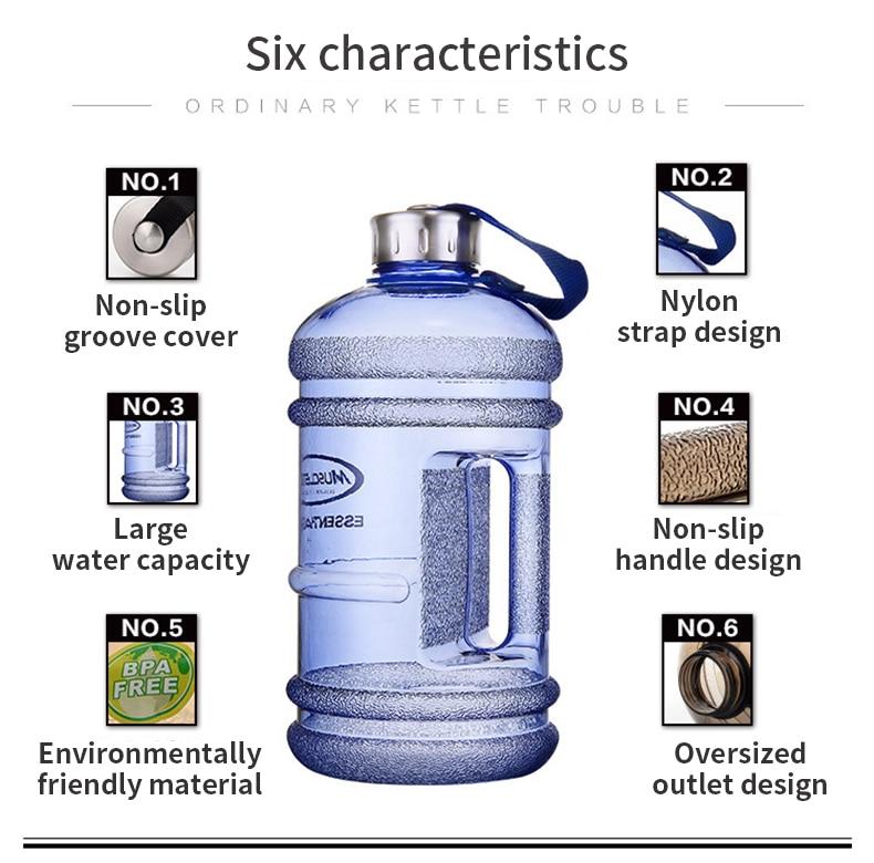 2.2Litre Sports Water Bottle Gym Fitness Workout Bpa Free Drink