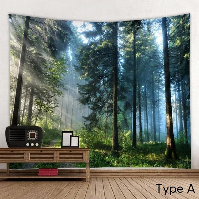 Beautiful Printed Natural Forest Large Wall Tapestry Bohemian Art
