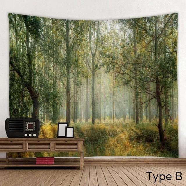 Beautiful Printed Natural Forest Large Wall Tapestry Bohemian Art