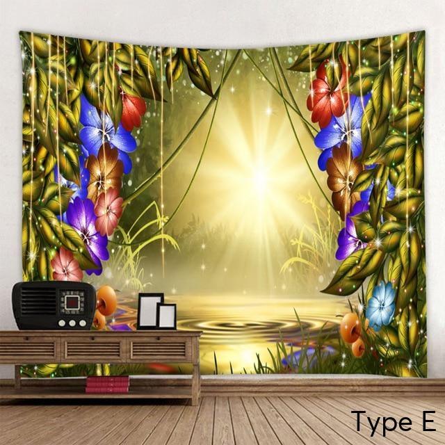 Beautiful Printed Natural Forest Large Wall Tapestry Bohemian Art