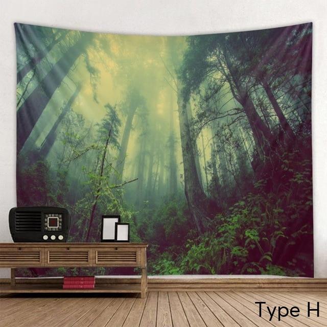 Beautiful Printed Natural Forest Large Wall Tapestry Bohemian Art