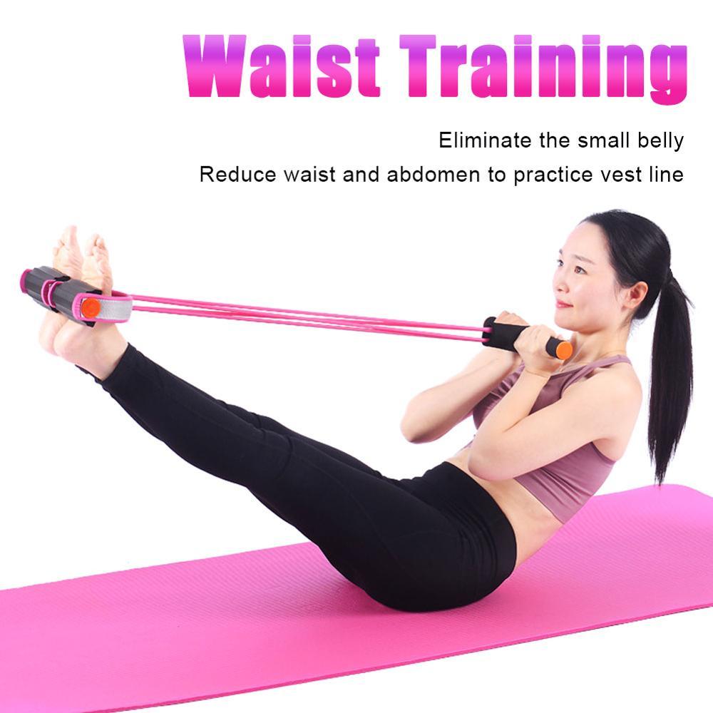Fitness Latex Tube Resistance Bands Pink / Purple Pedal Exerciser Sit Up Pull Rope