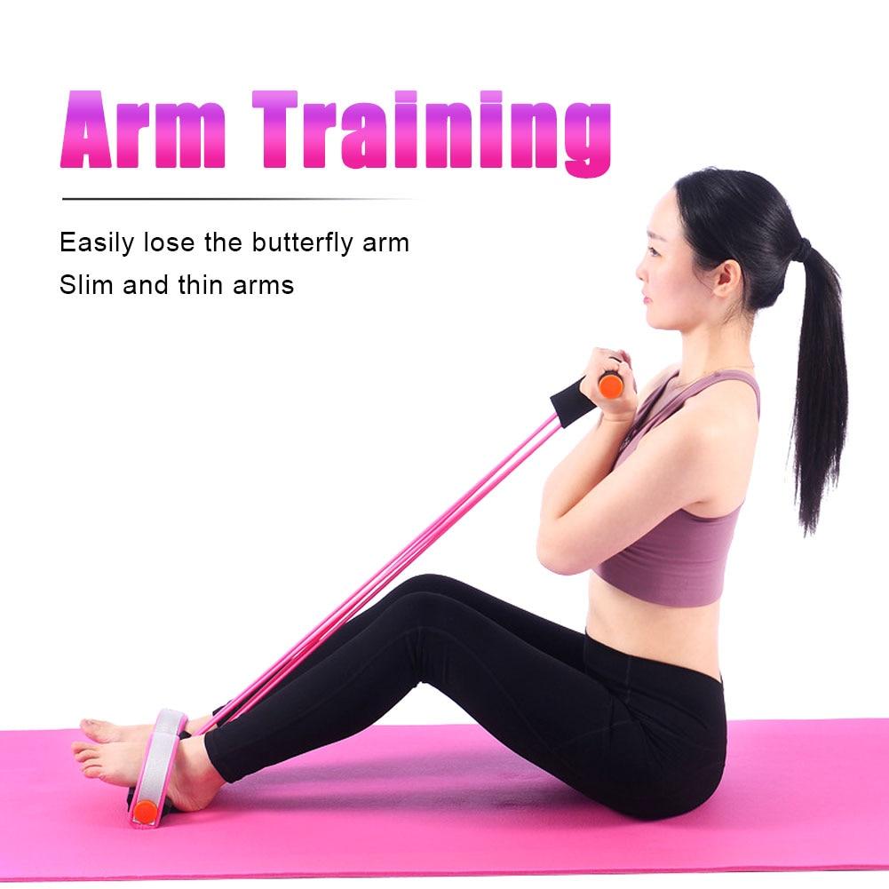 Fitness Latex Tube Resistance Bands Pink / Purple Pedal Exerciser Sit Up Pull Rope