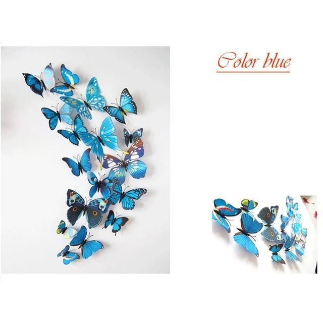 12 Pcs / Set Rainbow Colourful 3D Pvc Butterfly Wall Sticker Decor