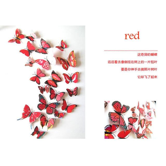 12 Pcs / Set Rainbow Colourful 3D Pvc Butterfly Wall Sticker Decor