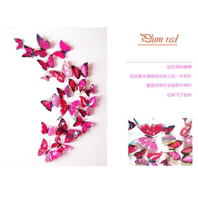 12 Pcs / Set Rainbow Colourful 3D Pvc Butterfly Wall Sticker Decor