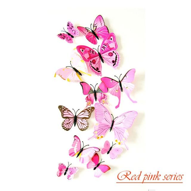 12 Pcs / Set Rainbow Colourful 3D Pvc Butterfly Wall Sticker Decor