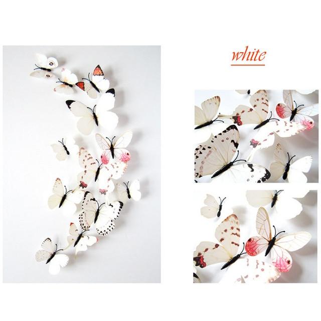 12 Pcs / Set Rainbow Colourful 3D Pvc Butterfly Wall Sticker Decor