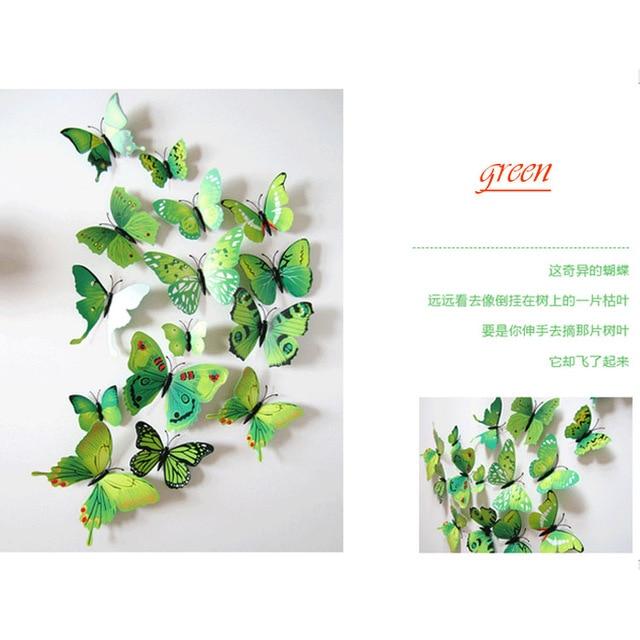 12 Pcs / Set Rainbow Colourful 3D Pvc Butterfly Wall Sticker Decor