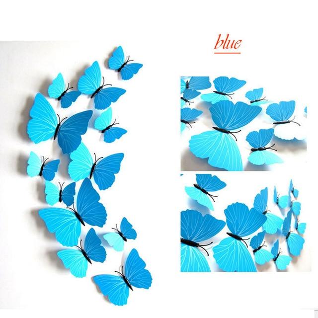 12 Pcs / Set Rainbow Colourful 3D Pvc Butterfly Wall Sticker Decor