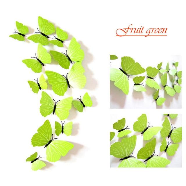 12 Pcs / Set Rainbow Colourful 3D Pvc Butterfly Wall Sticker Decor