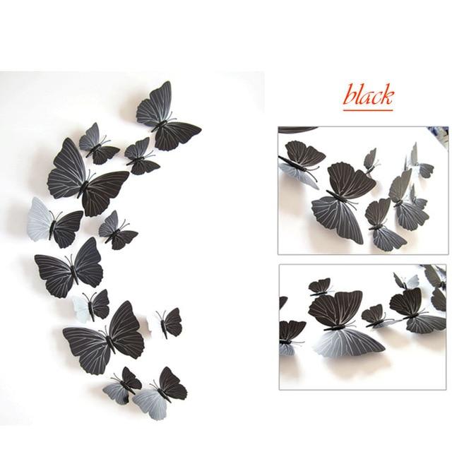 12 Pcs / Set Rainbow Colourful 3D Pvc Butterfly Wall Sticker Decor