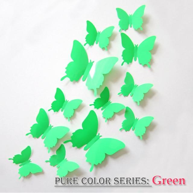 12 Pcs / Set Rainbow Colourful 3D Pvc Butterfly Wall Sticker Decor
