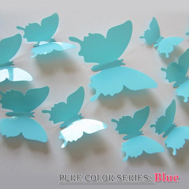 12 Pcs / Set Rainbow Colourful 3D Pvc Butterfly Wall Sticker Decor