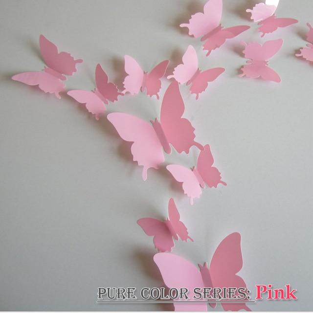 12 Pcs / Set Rainbow Colourful 3D Pvc Butterfly Wall Sticker Decor