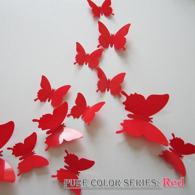 12 Pcs / Set Rainbow Colourful 3D Pvc Butterfly Wall Sticker Decor