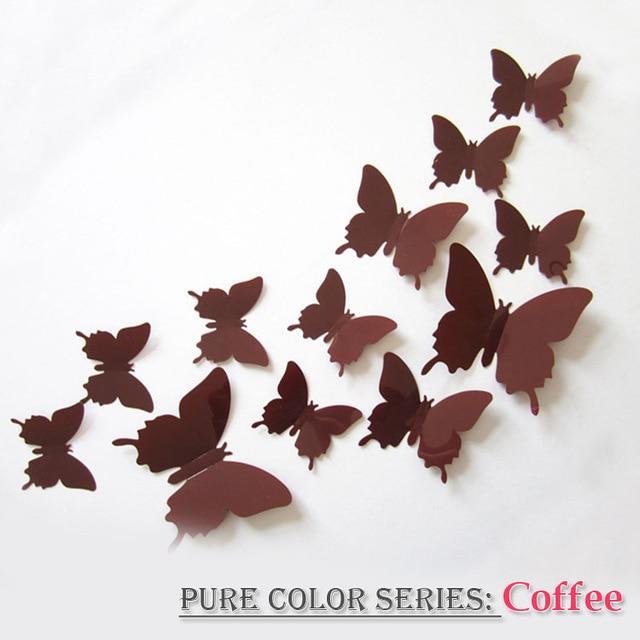 12 Pcs / Set Rainbow Colourful 3D Pvc Butterfly Wall Sticker Decor