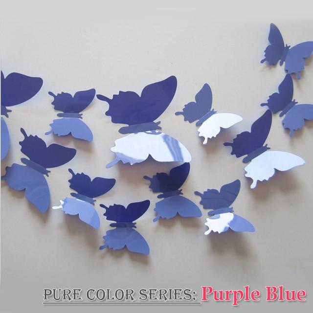 12 Pcs / Set Rainbow Colourful 3D Pvc Butterfly Wall Sticker Decor