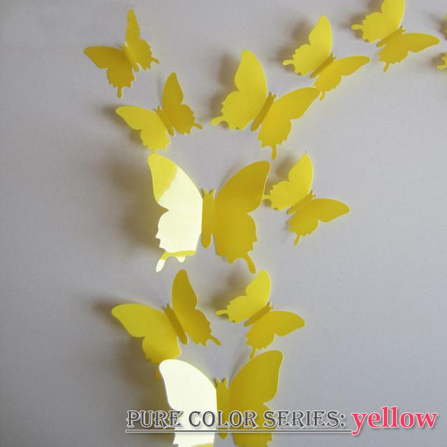 12 Pcs / Set Rainbow Colourful 3D Pvc Butterfly Wall Sticker Decor