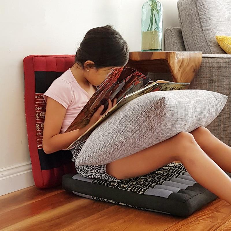 Red Or Blue Thai Design Meditation Cushion Comfortable Kapok Filling Floor Seat
