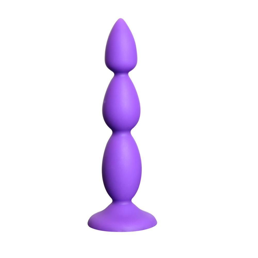 Big Purple Silicone Butt Plug Beads Unisex Large Anal Sex Toys