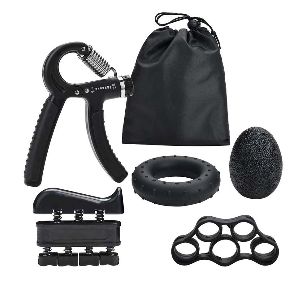 5Pc Hand Finger Strength Kit Grips Exerciser Therapy Ball