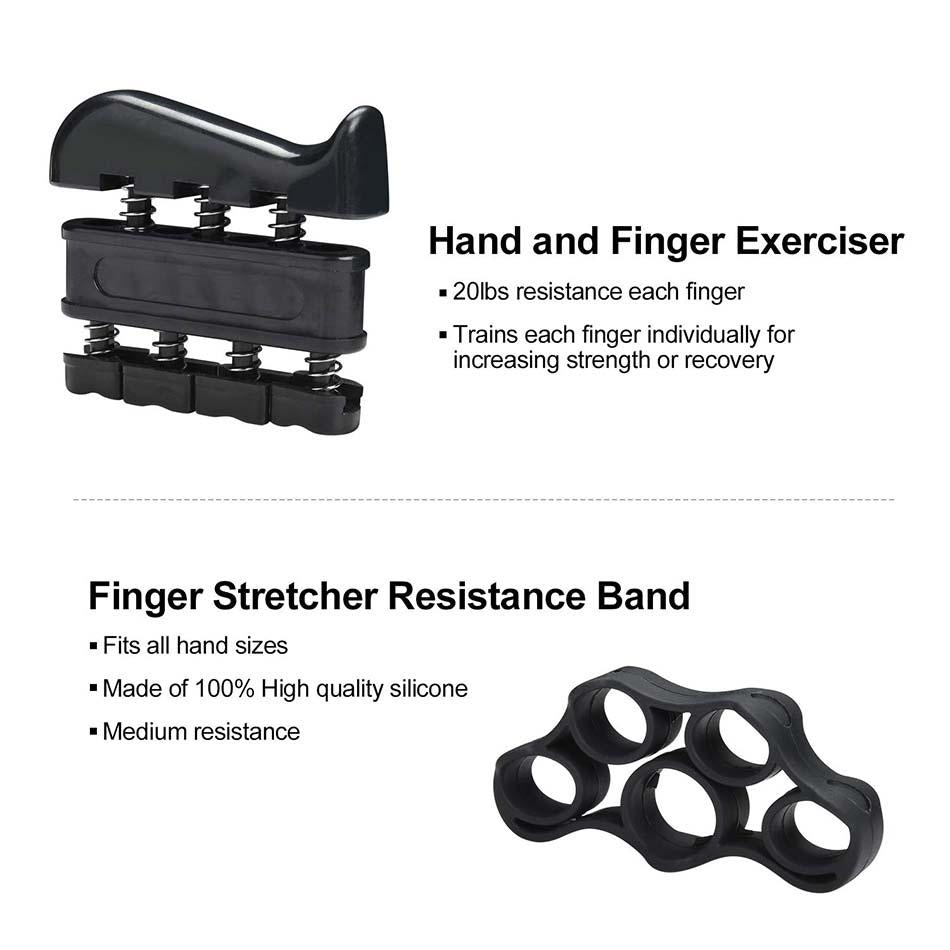 5Pc Hand Finger Strength Kit Grips Exerciser Therapy Ball