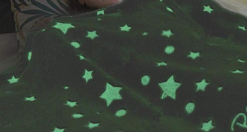Soft Gray Glow In The Dark Moon Stars Blanket