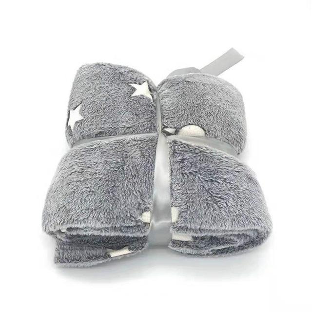 Soft Gray Glow In The Dark Moon Stars Blanket