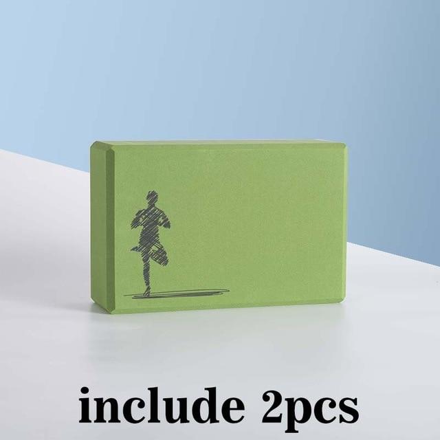 2 / Pcs Eva Yoga Block With Pilates Flexibility Stretching Strap Fitness