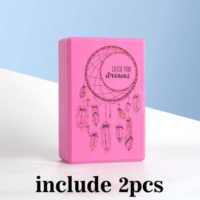 2 / Pcs Eva Yoga Block With Pilates Flexibility Stretching Strap Fitness