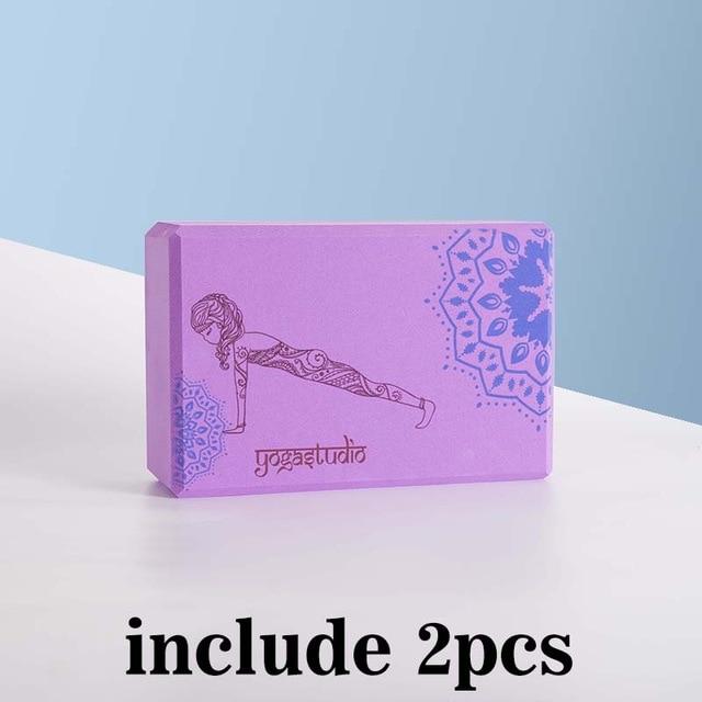 2 / Pcs Eva Yoga Block With Pilates Flexibility Stretching Strap Fitness