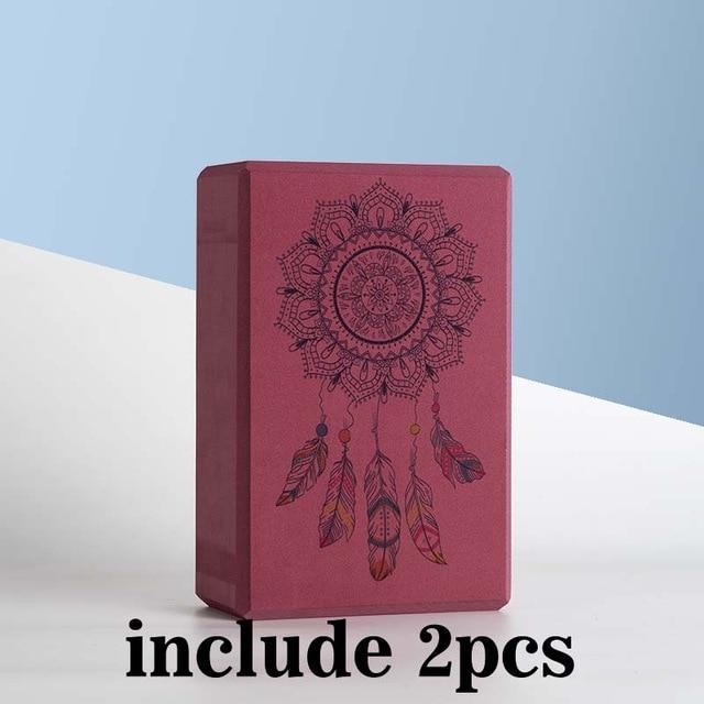 2 / Pcs Eva Yoga Block With Pilates Flexibility Stretching Strap Fitness