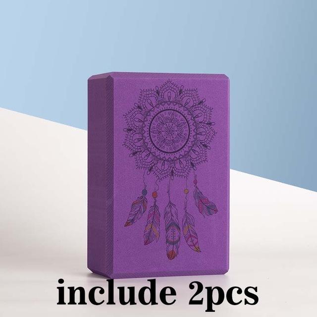 2 / Pcs Eva Yoga Block With Pilates Flexibility Stretching Strap Fitness