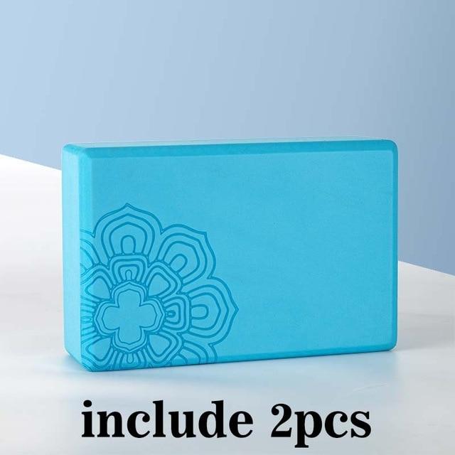 2 / Pcs Eva Yoga Block With Pilates Flexibility Stretching Strap Fitness