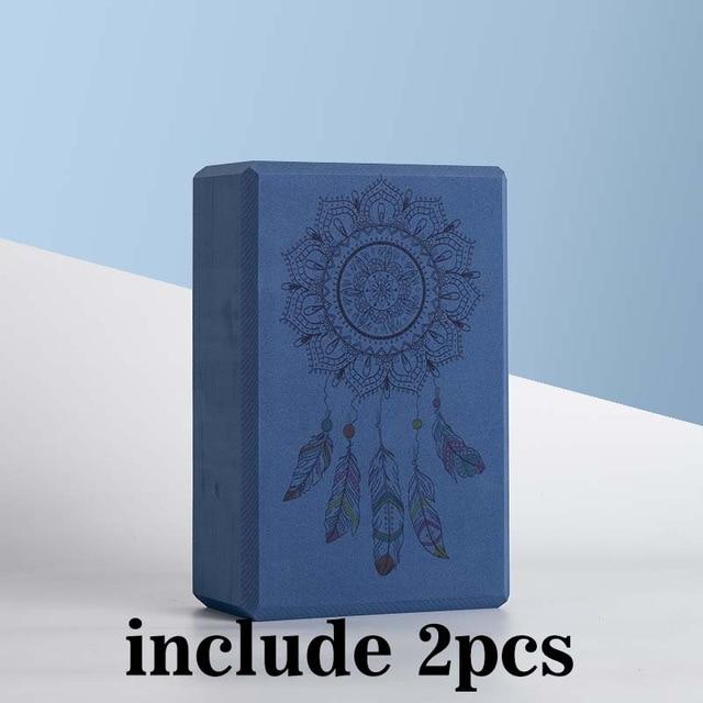 2 / Pcs Eva Yoga Block With Pilates Flexibility Stretching Strap Fitness