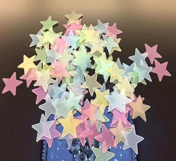 50Pcs 3D Stars Glow In The Dark Wall Stickers Luminous Fluorescent Decor