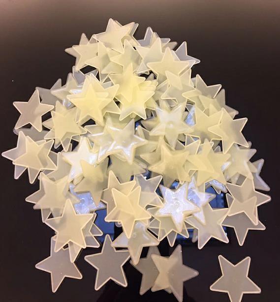 50Pcs 3D Stars Glow In The Dark Wall Stickers Luminous Fluorescent Decor